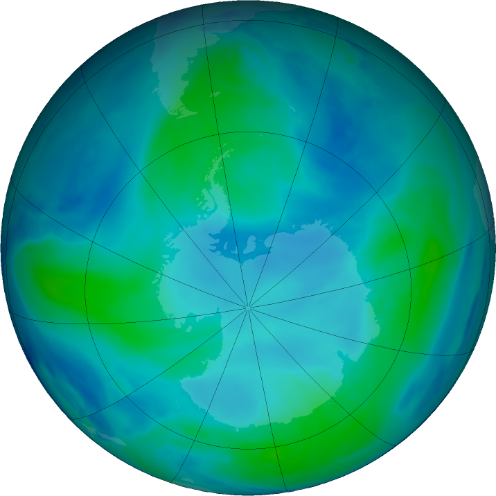 Antarctic ozone map for 14 February 2023